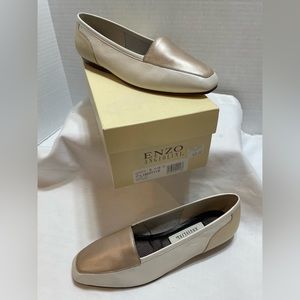 Enzo Angiolini Y-Liberty19 Women Ivory/Gold Leather Loafers-Size: 6.5-New